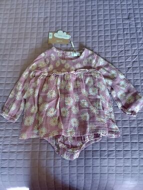 Girls' Pink Daisy Print Long-Sleeve Dress